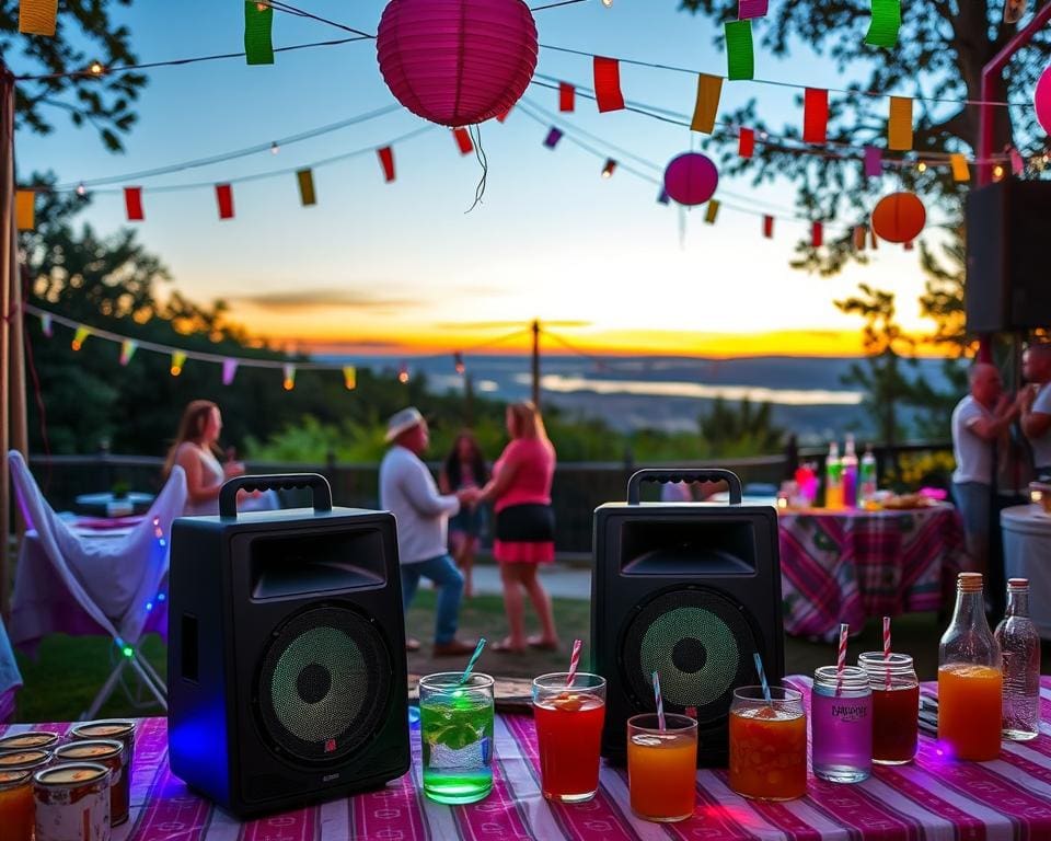 Draagbare speakers voor een feestje onderweg