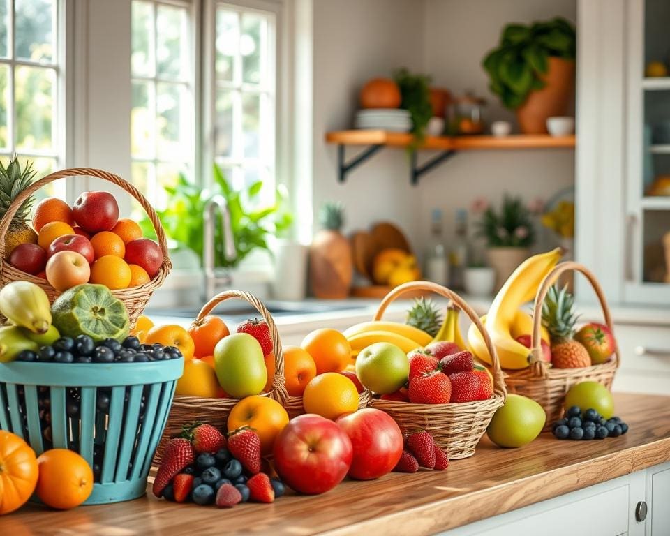 Fruitmanden die zorgen voor een gezonde en uitnodigende keuken