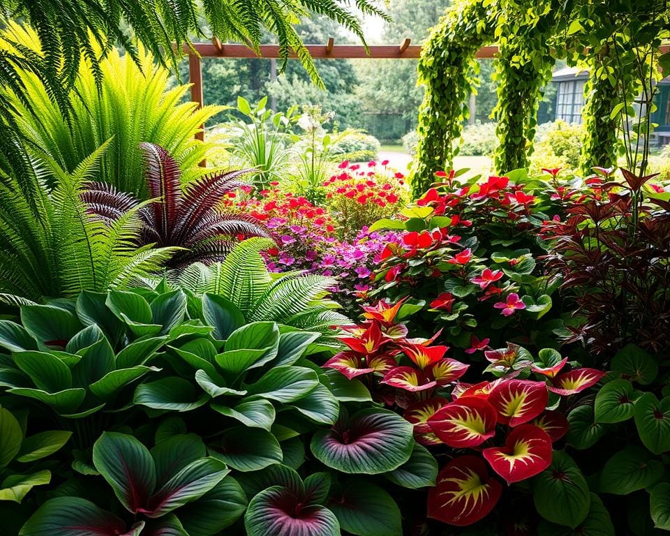 Opvallende schaduwplanten in een kleurrijke tuin