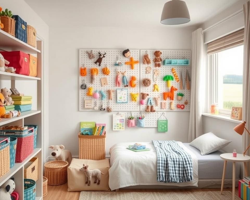 Wat zijn creatieve opbergideeën voor de kinderkamer?