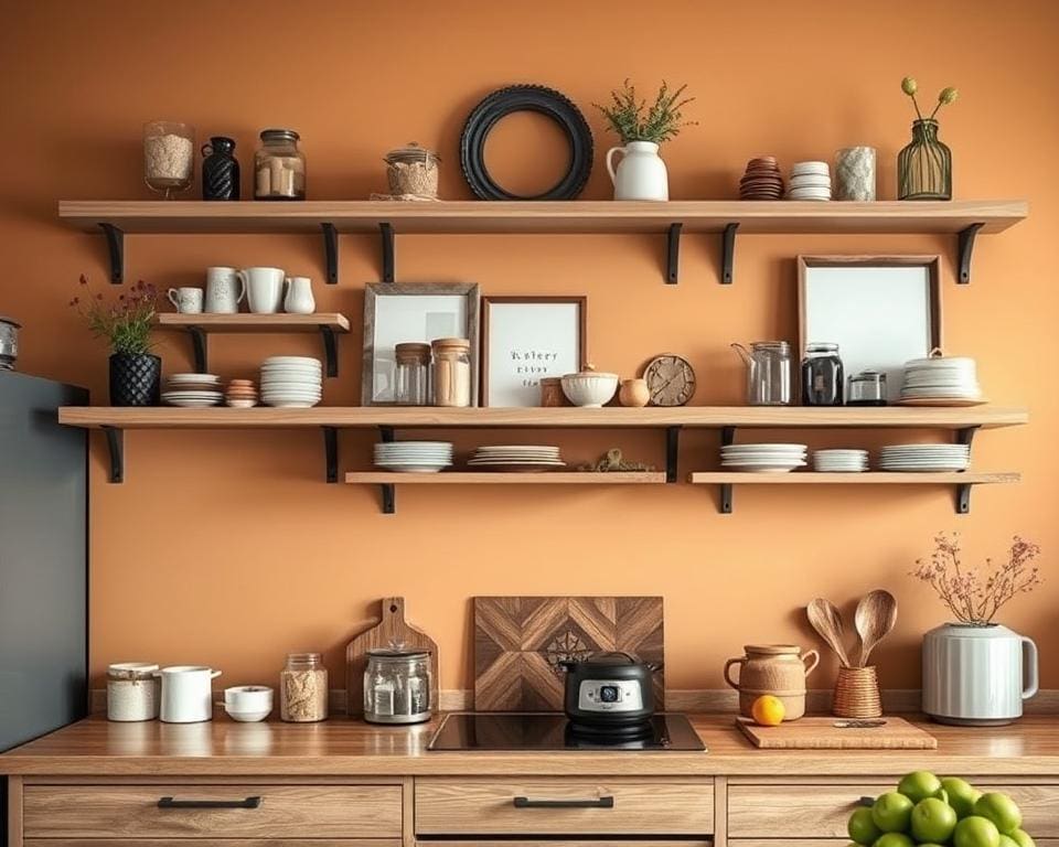 Wat zijn leuke ideeën voor wandplanken in de keuken?