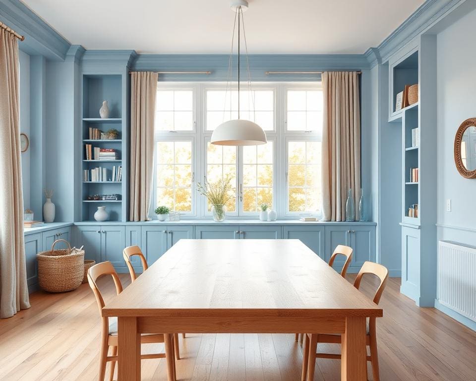 Wat zijn mooie combinaties van blauw en hout?