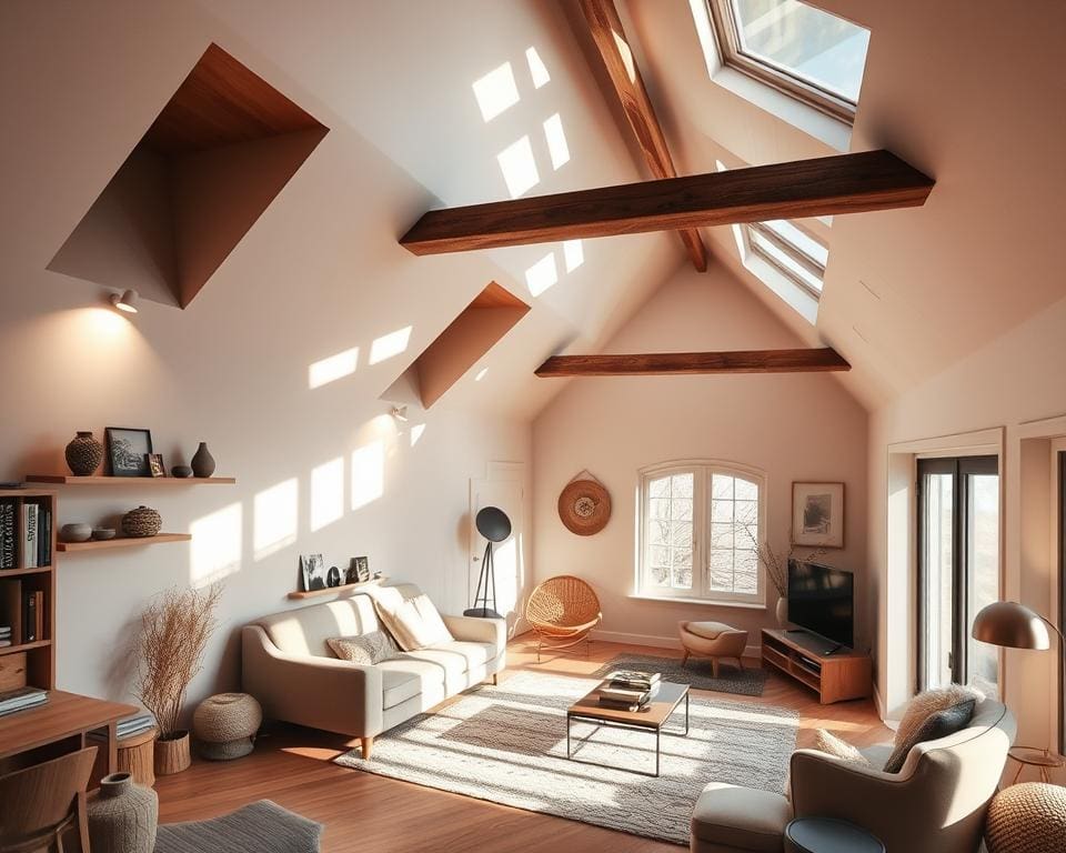 creatieve interieurideeën schuine wanden