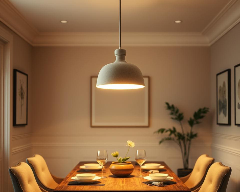 hanglampen boven de eettafel