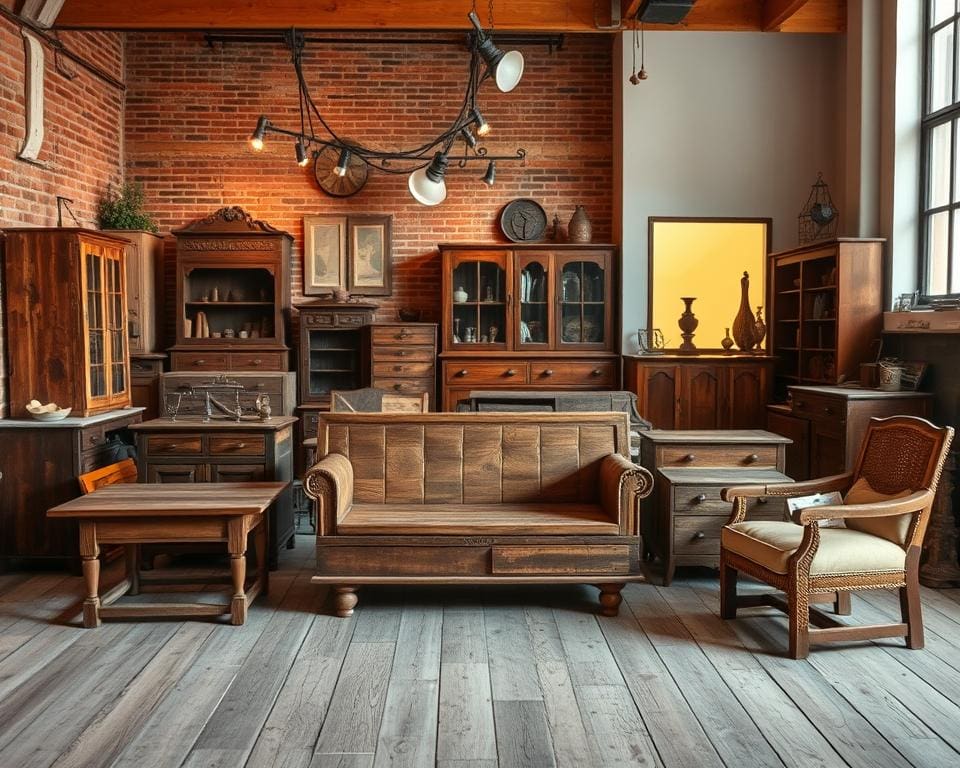 vintage houten meubels als eyecatcher