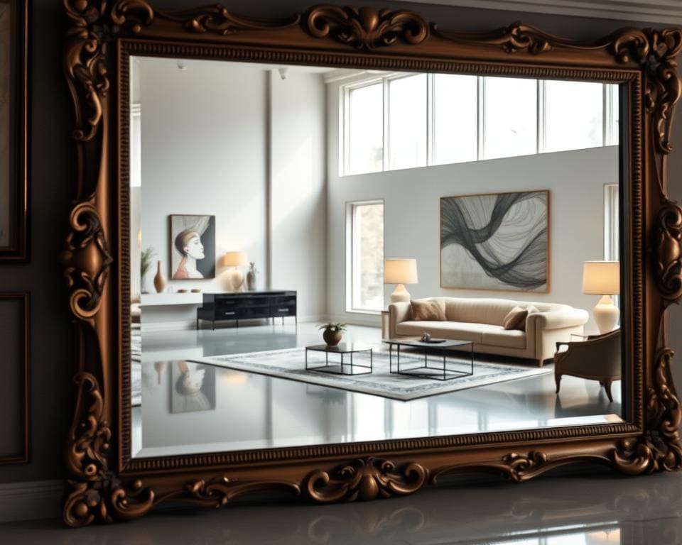 Wat maakt een grote spiegel een ruimtetruc?