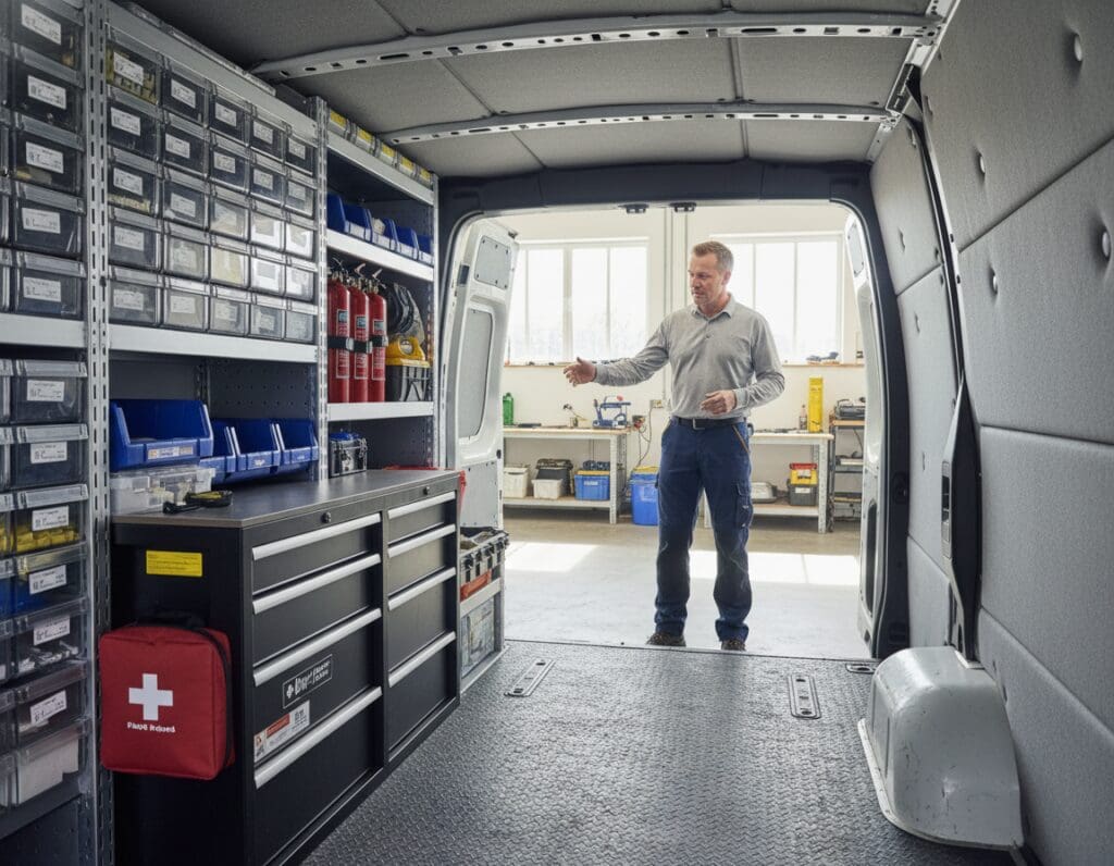 veilige bestelbus inrichting